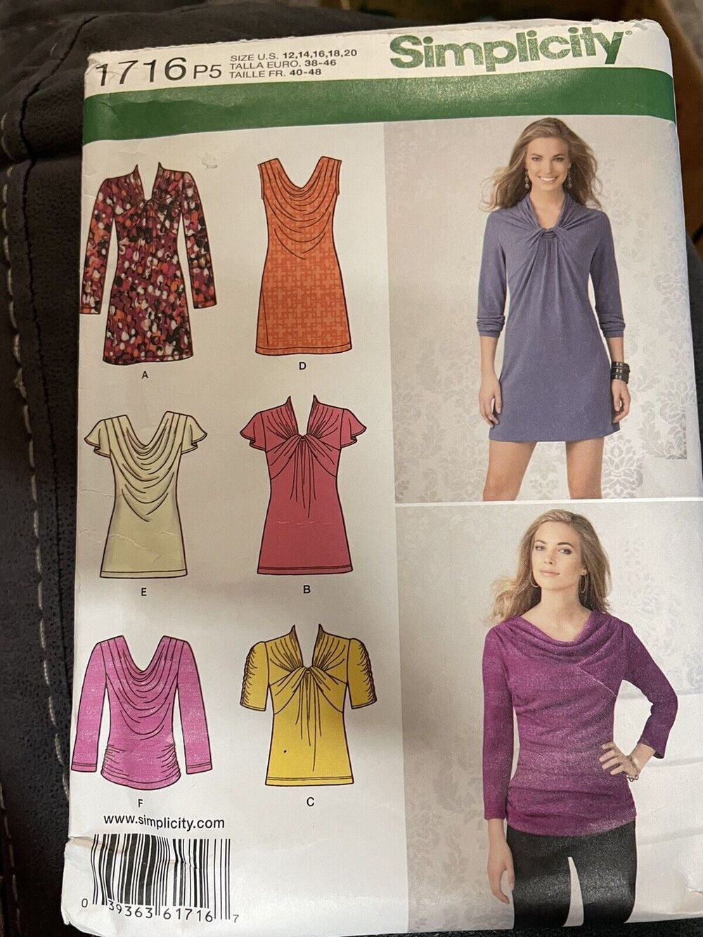 Simplicity 1716 Knit Blouse with front variations SZ 12-20 SEWING PATTERN Cut